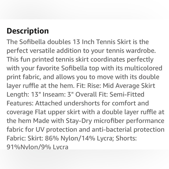 Sofibella 13” UV Tennis Pickleball Skirt Small White & Black Snake Print Worn 1x - Picture 3 of 6